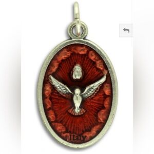HOLY SPIRIT RED AND SILVER CHARM CATHOLIC